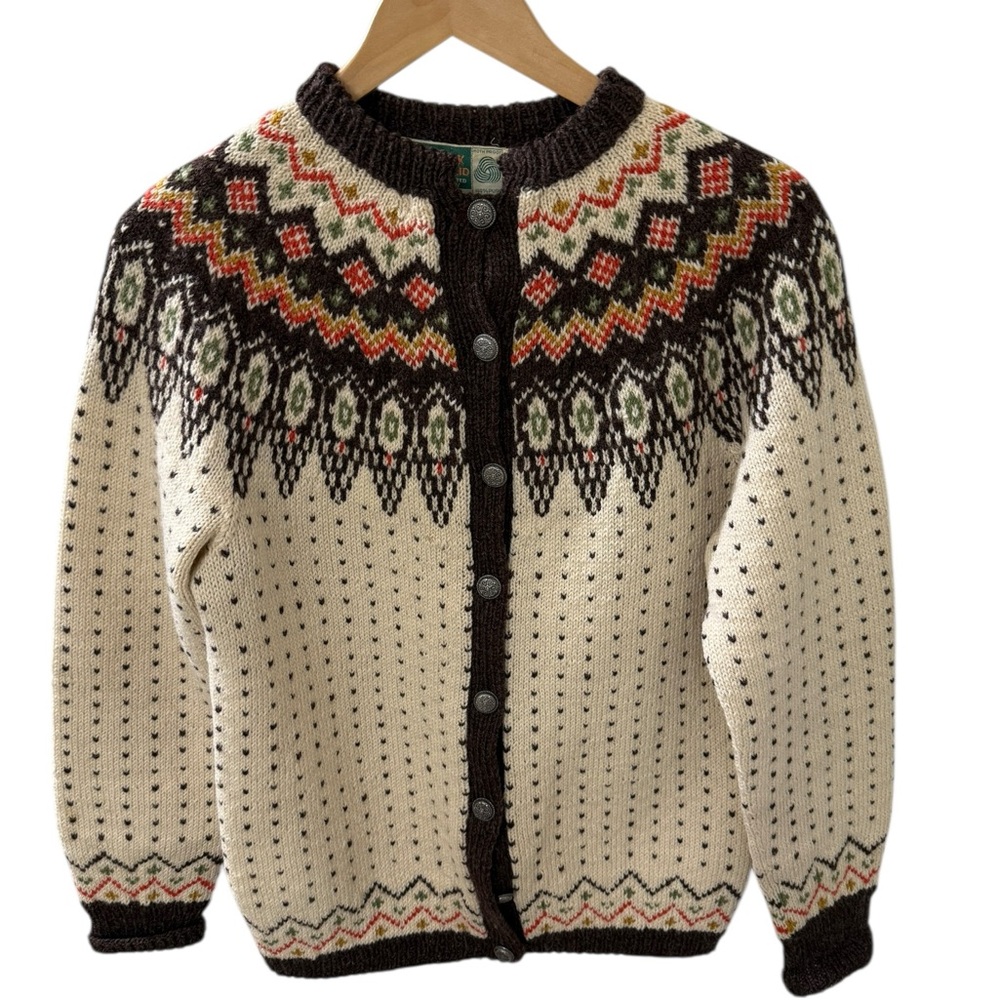 Norsk Husfllid Hand Knitted Norway Fair Isle Size M 100% Pure VirginWool Sweater